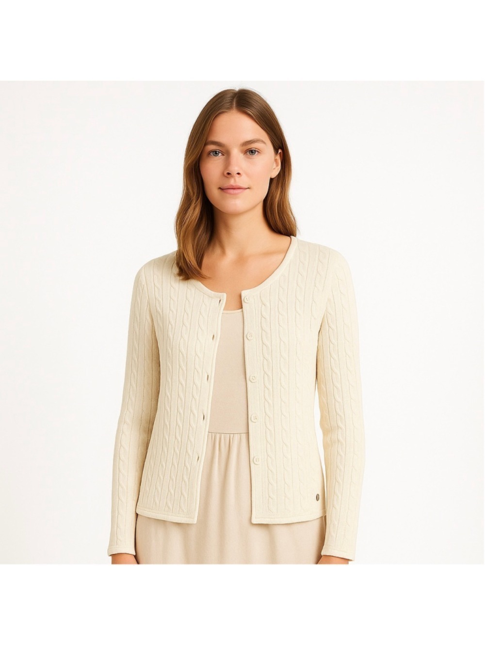 Boomerang Sweden $325 Cream 100% Organic Cotton Cable Knit Cardigan Sweater